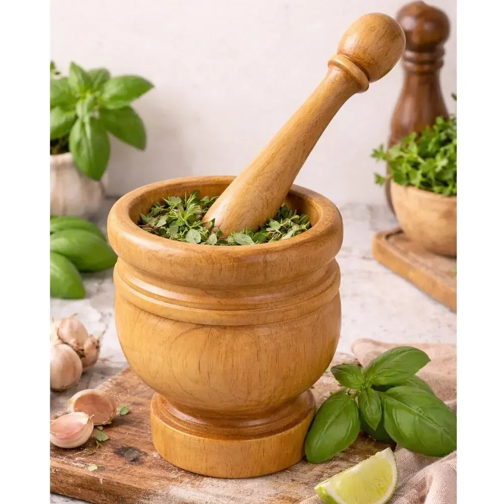 Vintage Wooden Mortar w/ Pestle 5.5